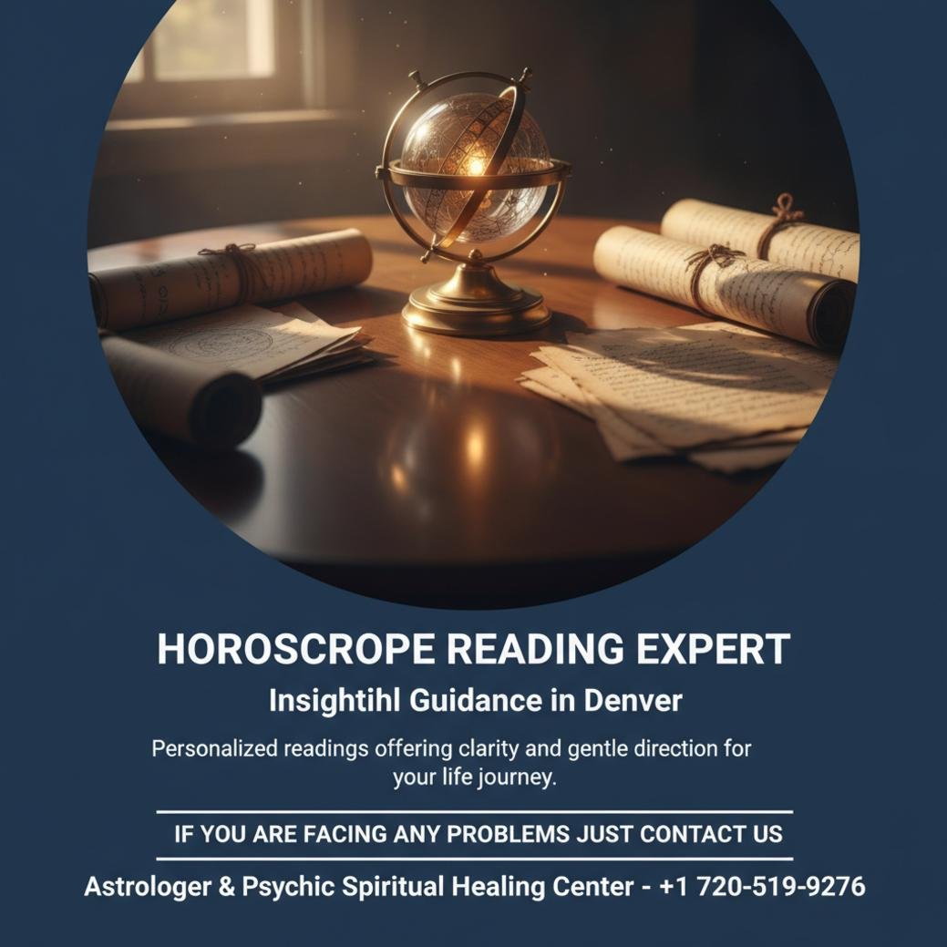 Horoscope reading session items on wooden table Denver, CO