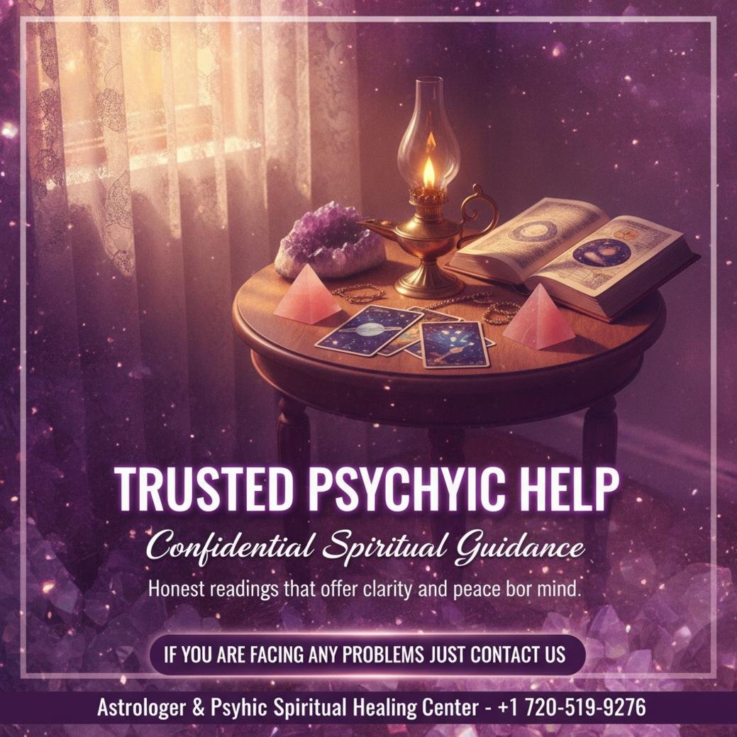 Psychic reading setup with crystals and cards in Lakewood room