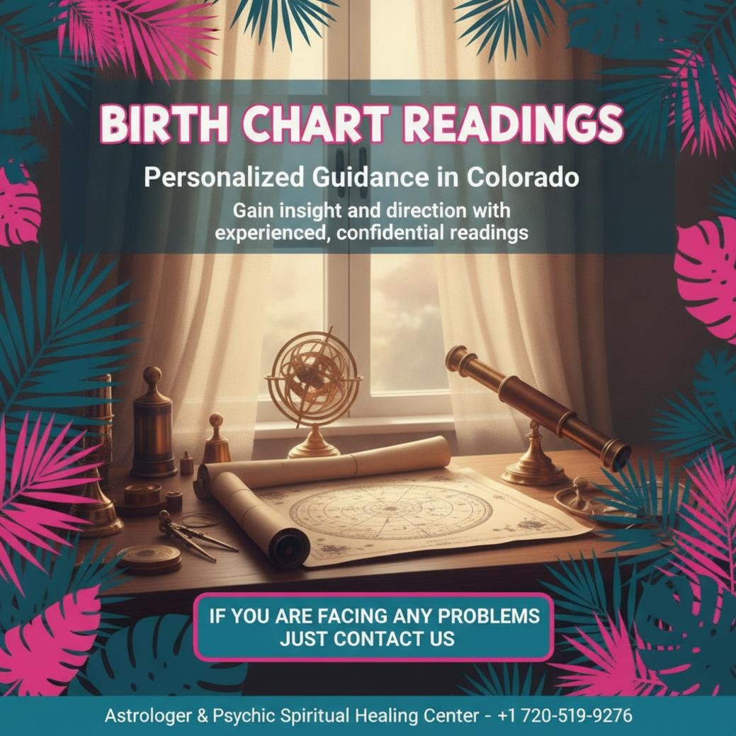 birth chart reading setup with astrological tools in Colorado room