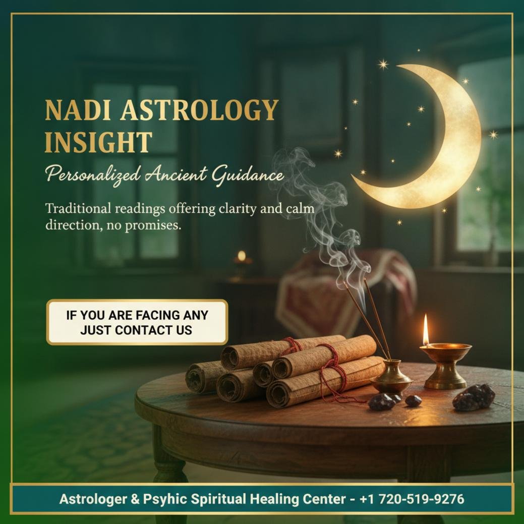 Ancient palm leaf manuscripts and oil lamp for Nadi astrology in Lakewood