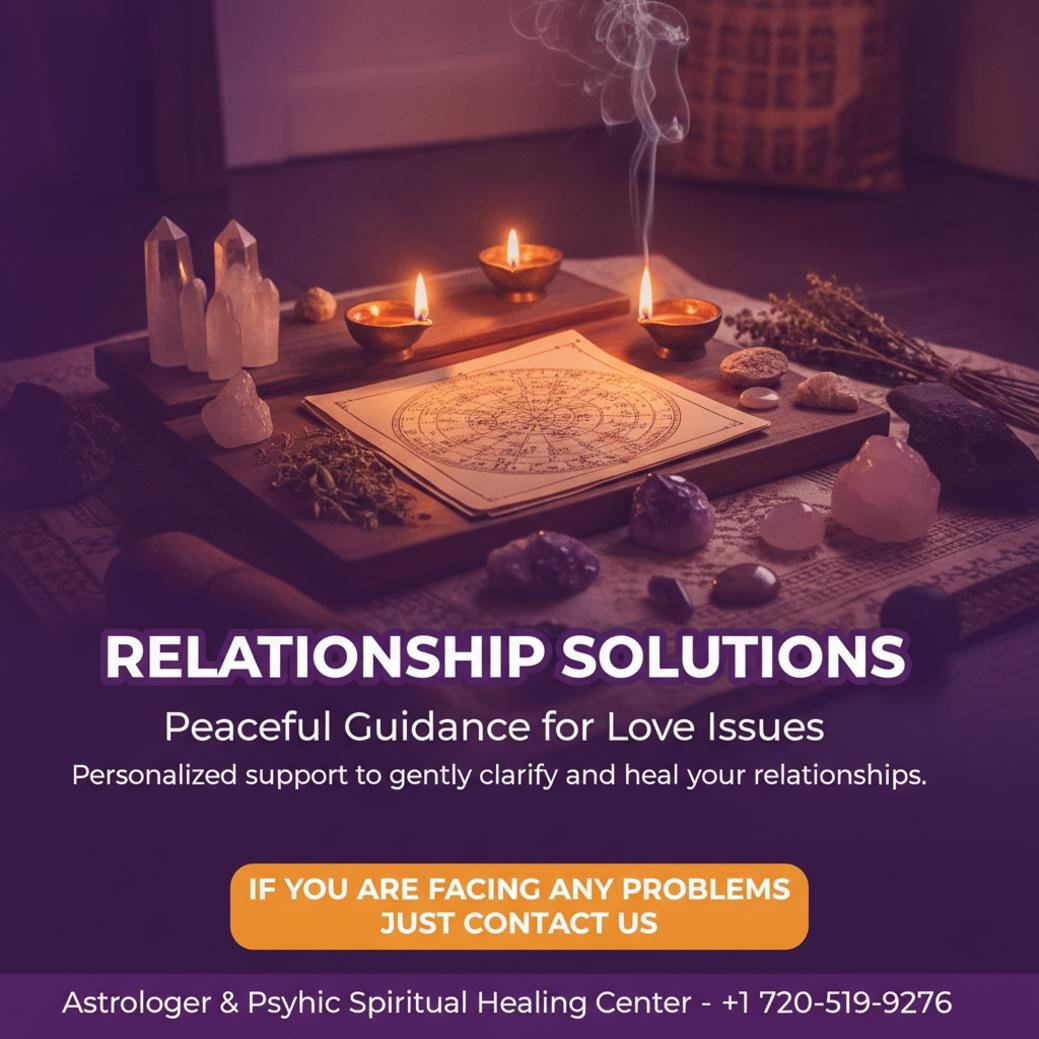 Relationship problem solution scene with Vedic astrology charts in Colorado Springs
