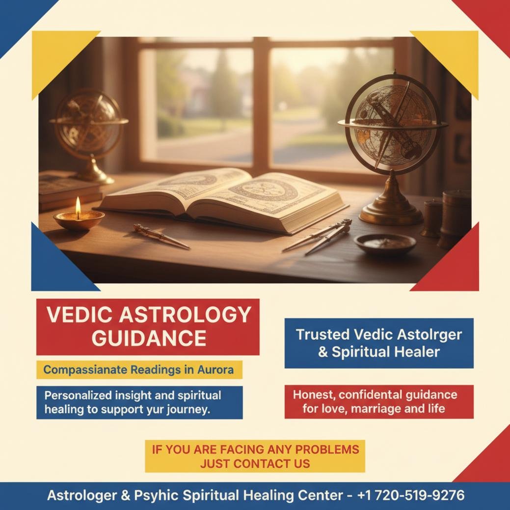 vedic astrologer birth chart book on wooden desk in aurora co