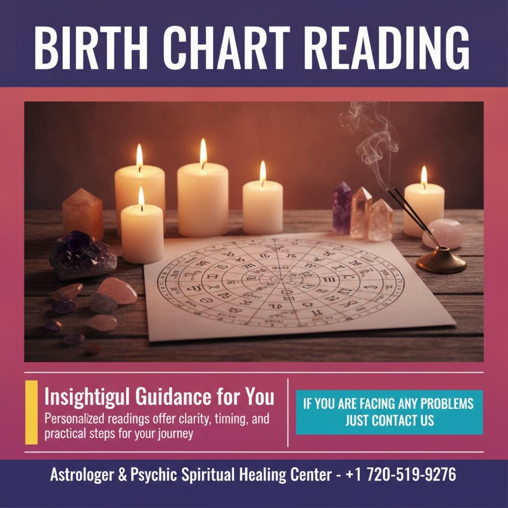 How Birth Chart Reading in Aurora Can Guide Your Life Birth chart reading setup with candles and crystals Aurora CO